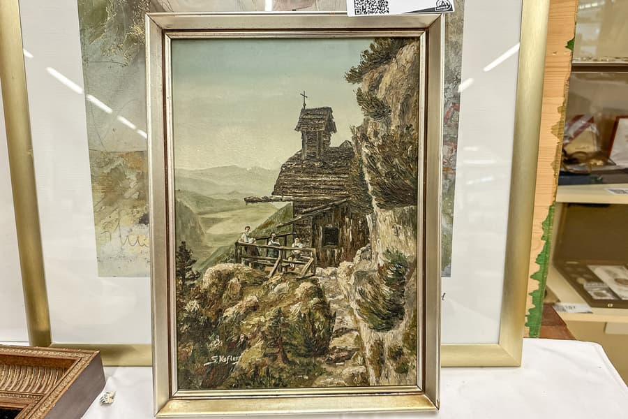 Wandbild mit Rahmen, signiert